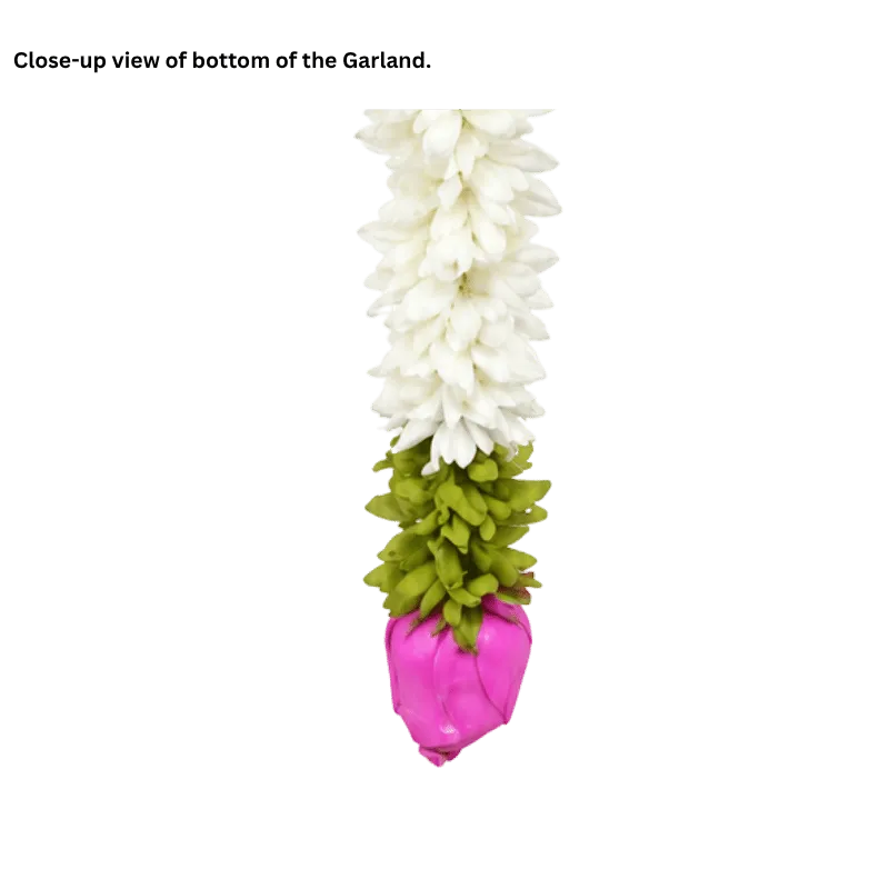 Artificial Garland 1 Pc - White with Green leaves and Lotus Flower-Global Food Hub