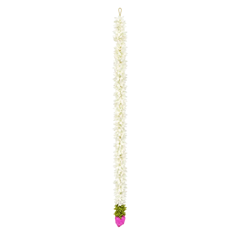 Artificial Garland 1 Pc - White with Green leaves and Lotus Flower-Global Food Hub