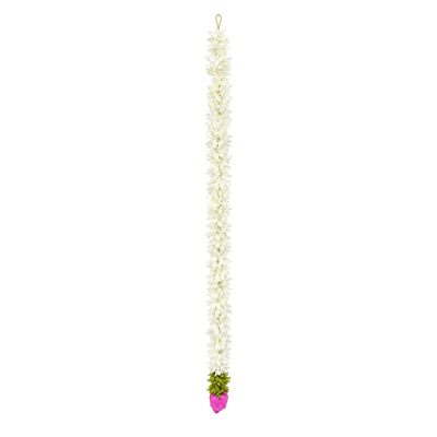 Artificial Garland 1 Pc - White with Green leaves and Lotus Flower-Global Food Hub