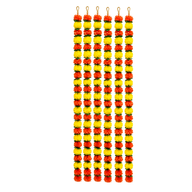 Artificial Garland 1 Pc - Yellow and Light Orange with Leaf-Global Food Hub