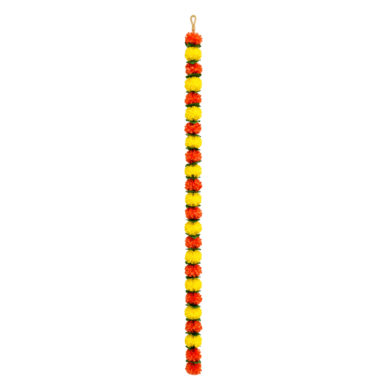 Artificial Garland 1 Pc - Yellow and Light Orange with Leaf-Global Food Hub