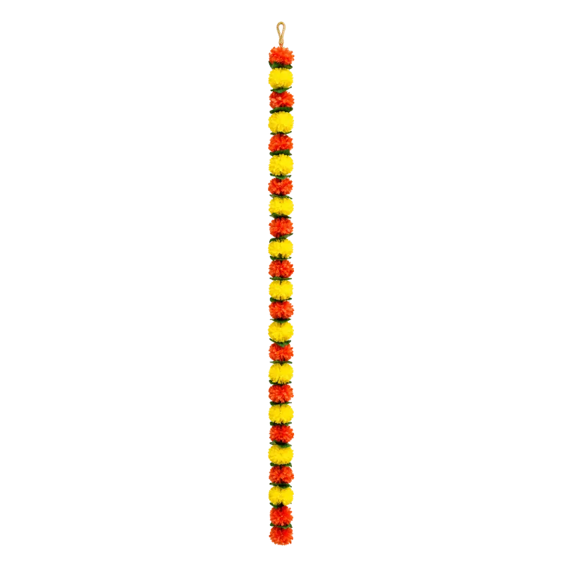 Artificial Garland 1 Pc - Yellow and Light Orange with Leaf-Global Food Hub