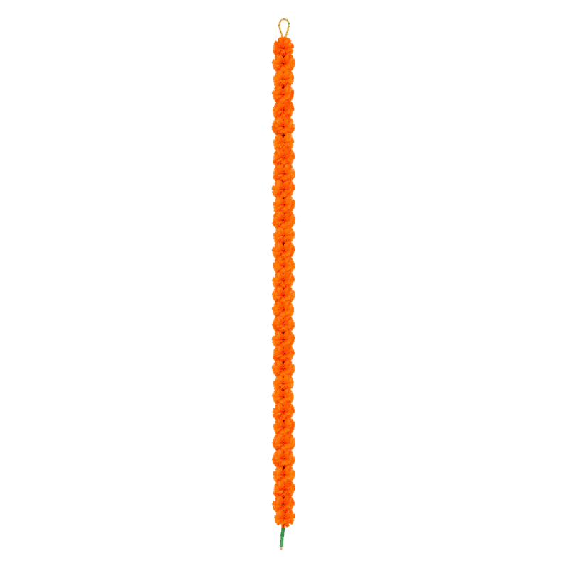 Artificial Marigold Garland 1 Pc - Dark Orange-Global Food Hub