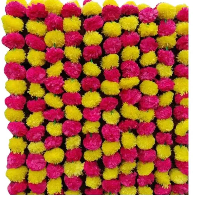 Artificial Marigold Garland 1 Pc-Yellow Red-Global Food Hub