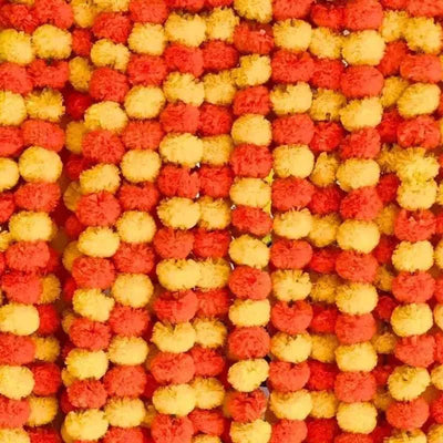 Artificial Marigold Garland 1Pc - Yellow Orange-Global Food Hub