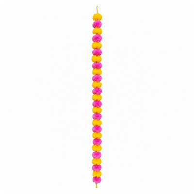Artificial Marigold Garland 1Pc - Yellow and Light Pink-Global Food Hub