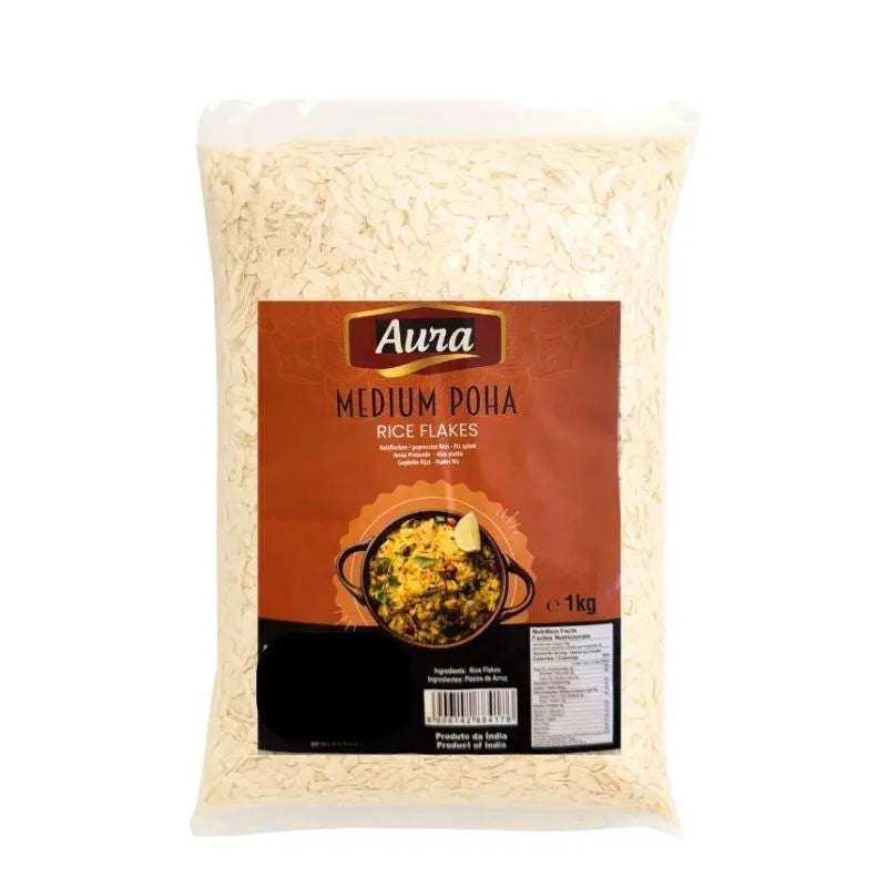 Aura Medium Poha/Rice Flakes - 1kg-Global Food Hub
