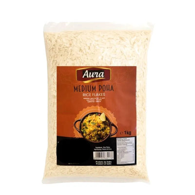 Aura Medium Poha/Rice Flakes - 1kg-Global Food Hub