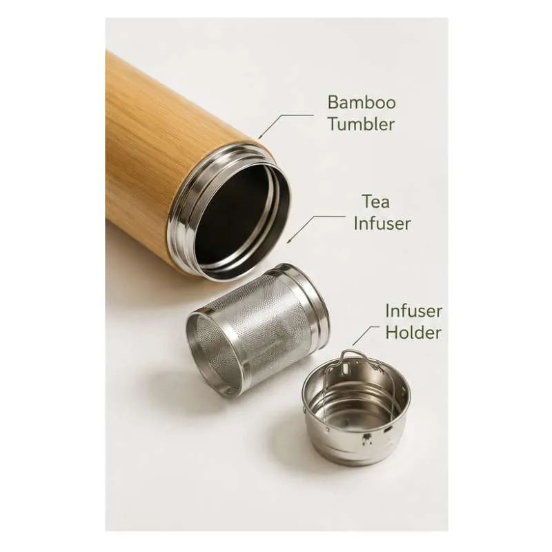 Bamboo Tumbler with Tea Infuser & Strainer inside-Global Food Hub