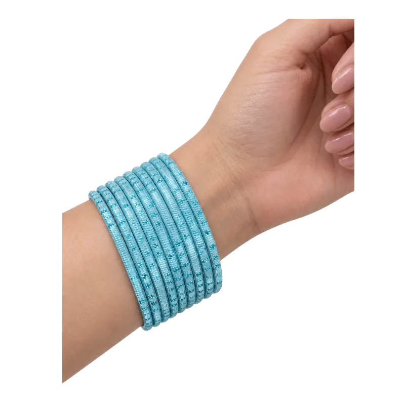 Bella Adults Bangles Set of 24 - Aqua Blue- Size 2.4-Global Food Hub
