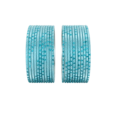 Bella Adults Bangles Set of 24 - Aqua Blue- Size 2.4-Global Food Hub