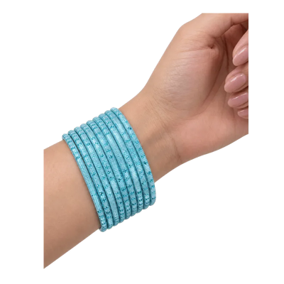 Bella Adults Bangles Set of 24 - Aqua Blue- Size 2.6-Global Food Hub