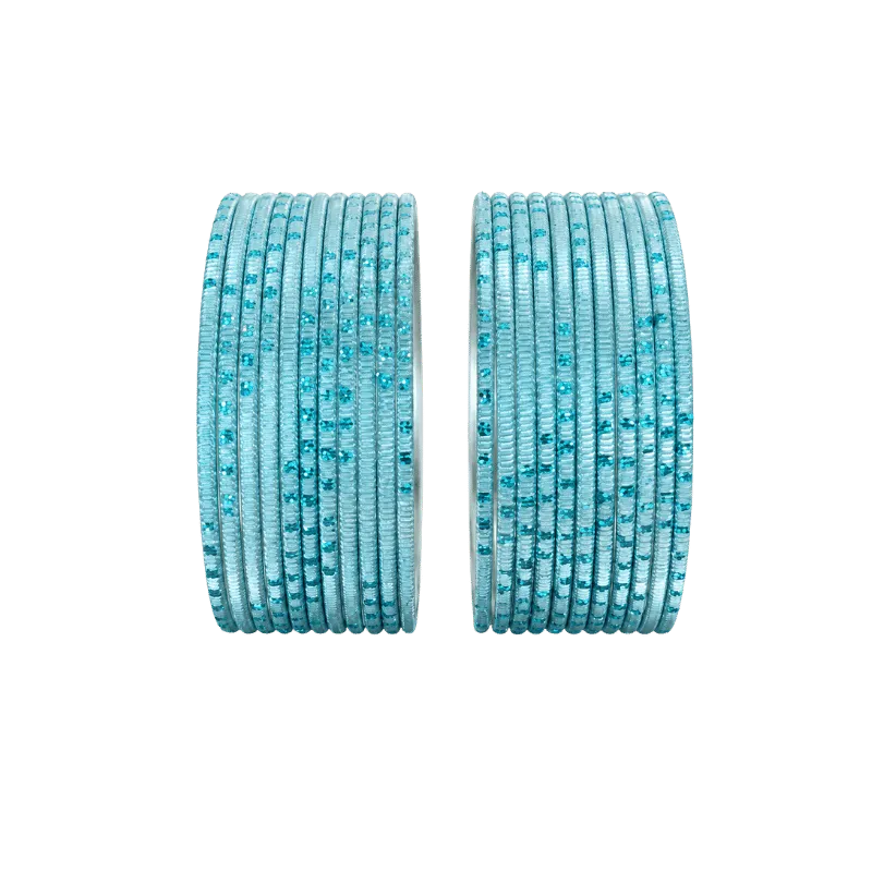 Bella Adults Bangles Set of 24 - Aqua Blue- Size 2.6-Global Food Hub