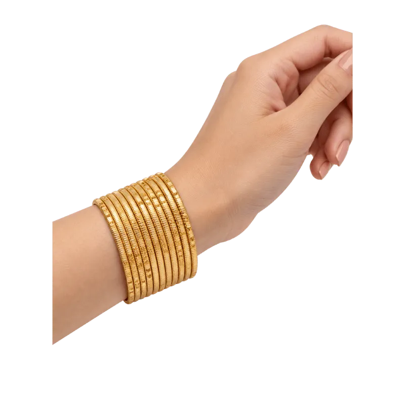Bella Adults Bangles Set of 24 - Golden - Size 2.8-Global Food Hub