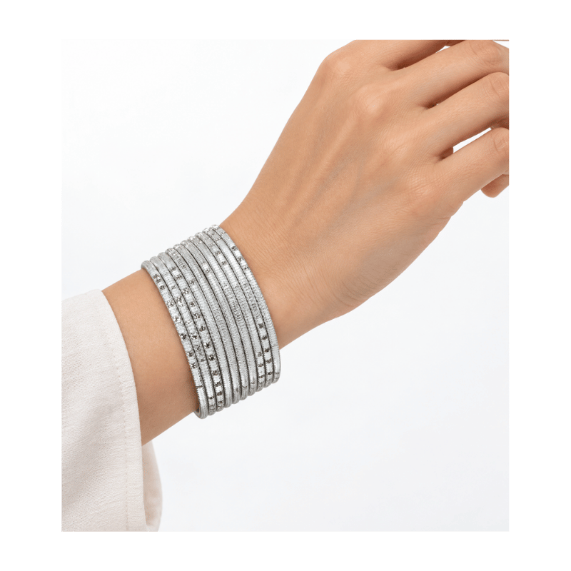 Bella Adults Bangles Set of 24 - Silver - Size 2.4-Global Food Hub