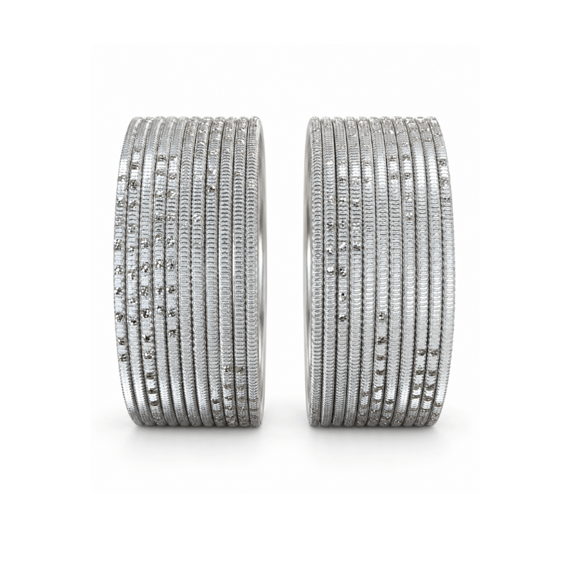 Bella Adults Bangles Set of 24 - Silver - Size 2.4-Global Food Hub