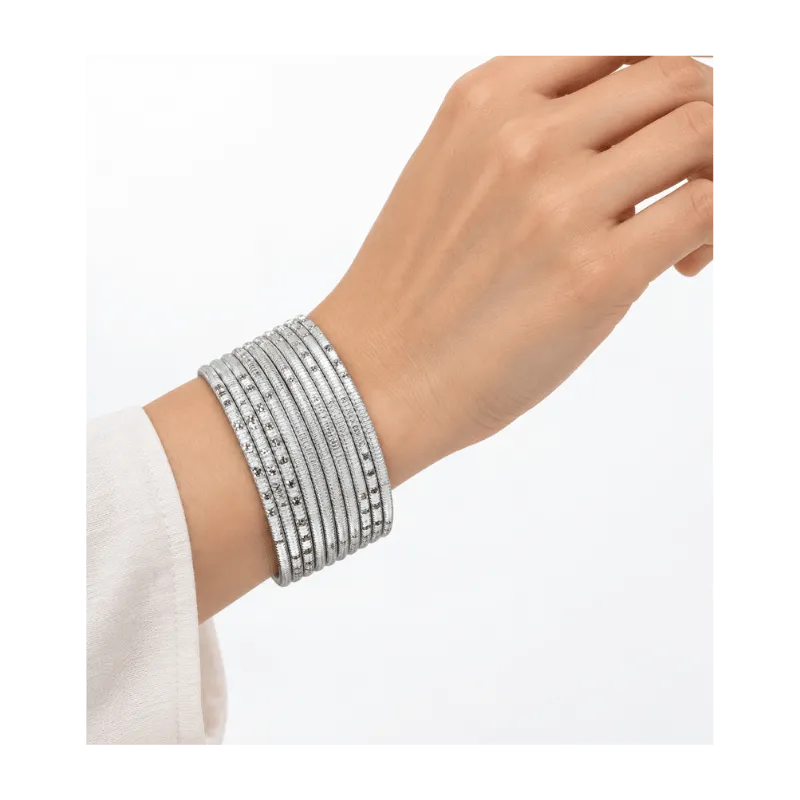 Bella Adults Bangles Set of 24 - Silver - Size 2.6-Global Food Hub