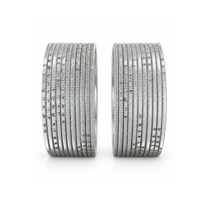 Bella Adults Bangles Set of 24 - Silver - Size 2.6-Global Food Hub