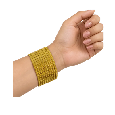 Bella Adults Bangles Set of 24 - Yellow - Size 2.4-Global Food Hub