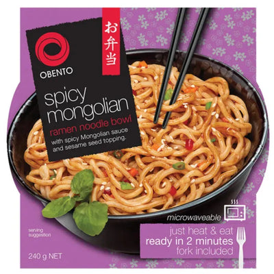 Best Before 11 Sept '25 Obento Spicy Mongolian Ramen Noodle Bowl - 240g-Global Food Hub
