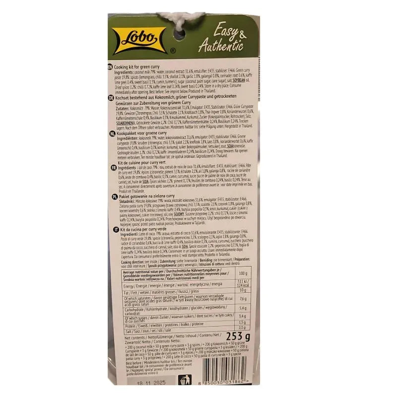 Best Before 15 February '25 - Lobo - Green Curry Cooking Kit - 253g-Global Food Hub