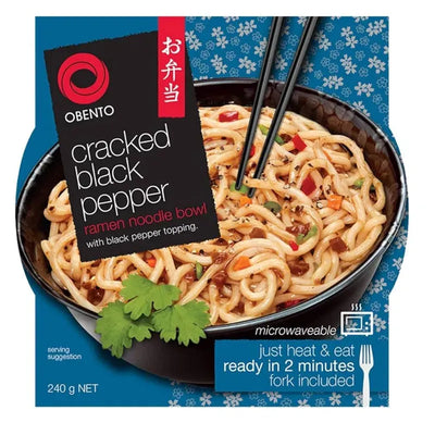 Best Before 15 May '25 Obento Cracked Black Pepper Ramen Noodle Bowl - 240g-Global Food Hub