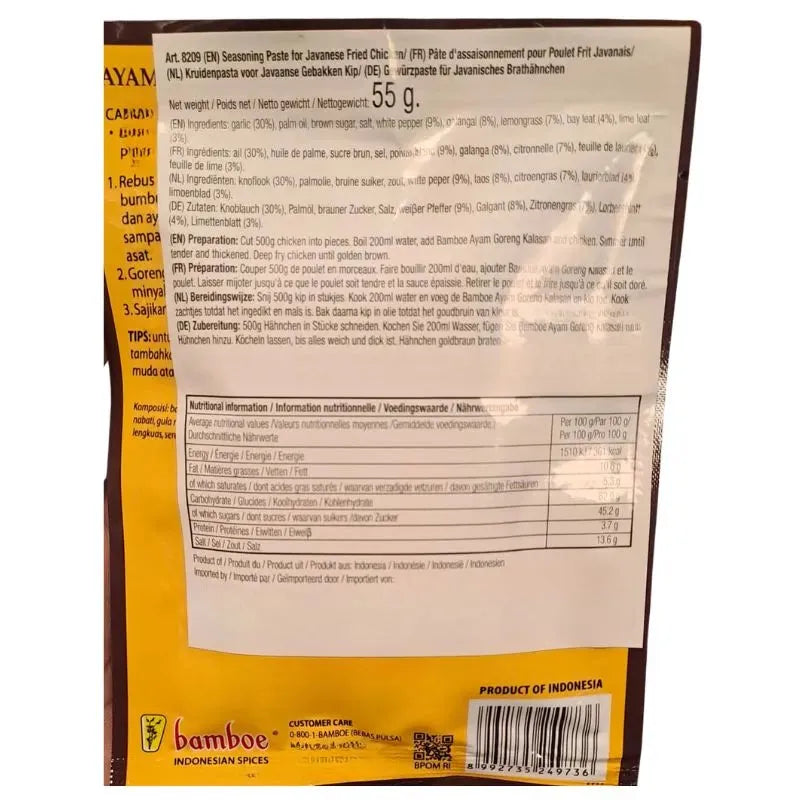 Best Before 28 Feb'26 Bamboe Bumbu Ayam Goreng Kalasan - 55g-Global Food Hub