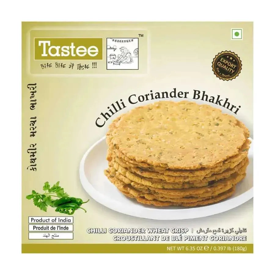 Best Before 31st Aug'26 Tastee Bhakhari Chilli Coriander - 180g-Global Food Hub