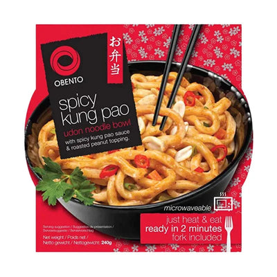 Best Before 5 Sept '25 - Obento Spicy Kung Pao Udon Noodle Bowl - 240g-Global Food Hub