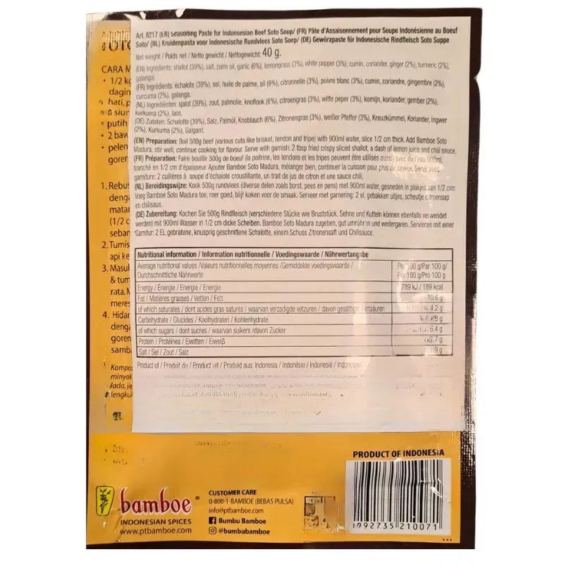 Best Before 9 February'26 Bamboe Bumbu Soto Daging / Madura - 40g-Global Food Hub