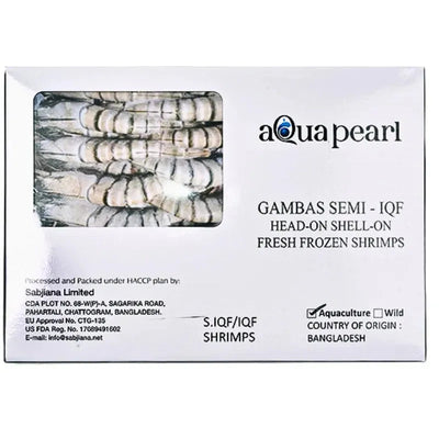 Best Before December'24 Aqua Pearl Black Tiger Shrimp HOSO 16/20 Frozen - 1Kg-Global Food Hub