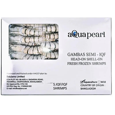 Best Before December'24 Aqua Pearl Black Tiger Shrimp HOSO 16/20 Frozen-1 kg-Global Food Hub