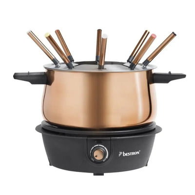 Bestron Electric Copper Fondue Set - 1.5L Incl. 8 Fondue Forks-Global Food Hub