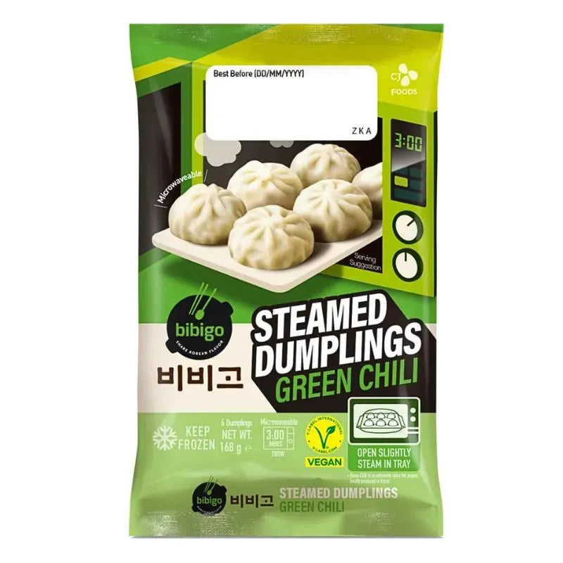 Bibigo Frozen Microwavable Green Chili Dumplings - 168g-Global Food Hub