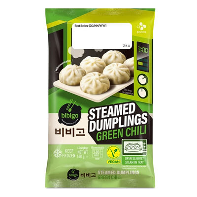 Bibigo Frozen Microwavable Green Chili Dumplings-168 grams-Global Food Hub