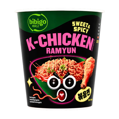 Bibigo K-Chicken Flavoured Ramyun Sweet & Spicy Cup- 98g-Global Food Hub