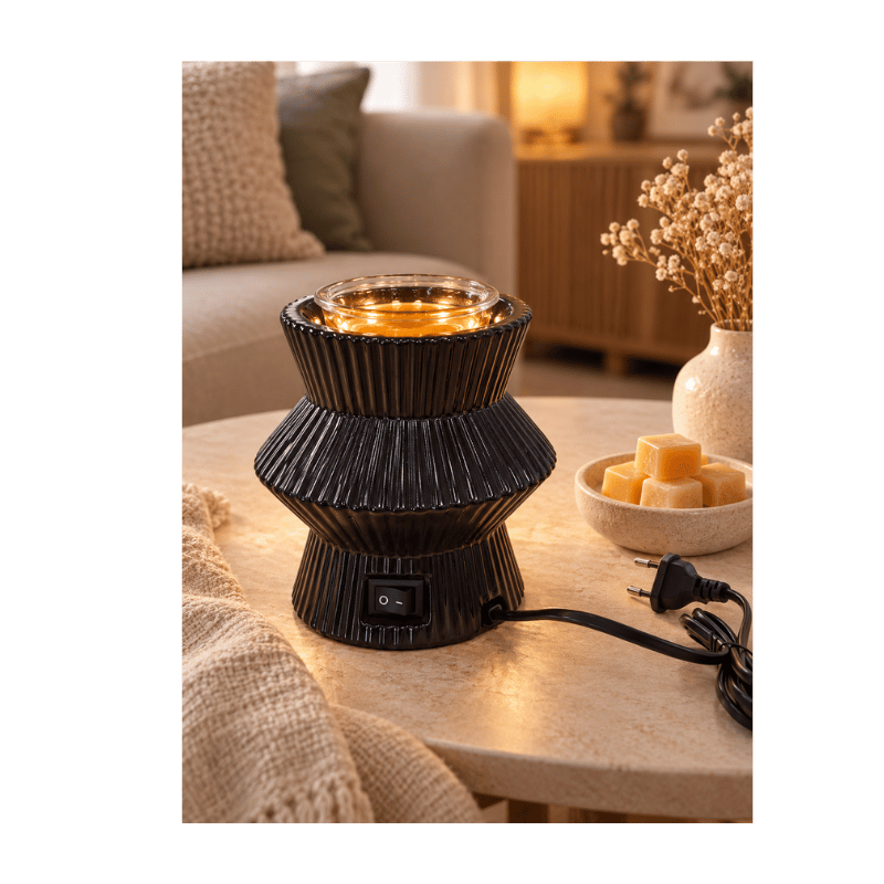Black Electric Aroma Diffuser – Oil & Wax Burner with Glass Dish-Global Food Hub