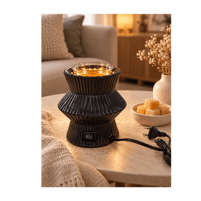 Black Electric Aroma Diffuser – Oil & Wax Burner with Glass Dish-Global Food Hub