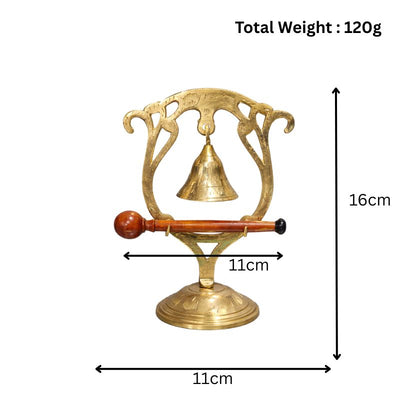 Brass Bell With Wooden Stick-Global Food Hub