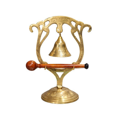 Brass Bell With Wooden Stick-Global Food Hub