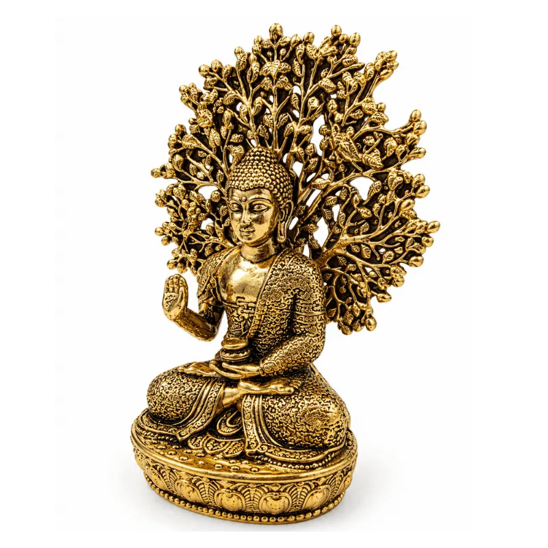 Brass Buddha With Tree Of Life L Statue-Global Food Hub