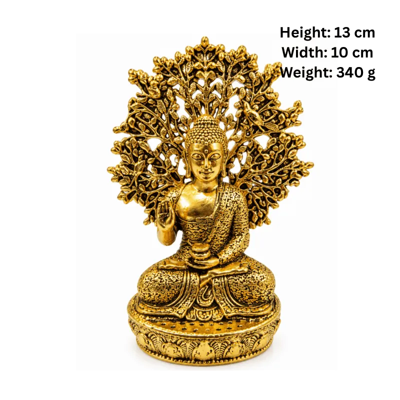 Brass Buddha With Tree Of Life L Statue-Global Food Hub