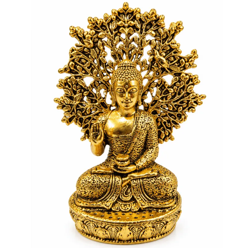 Brass Buddha With Tree Of Life M Statue-Global Food Hub