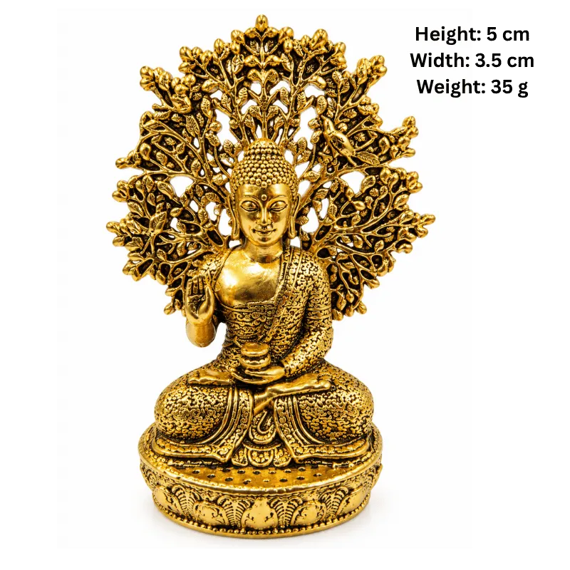 Brass Buddha With Tree Of Life XS Miniature Statue-Global Food Hub