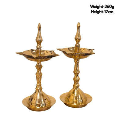 Brass Fancy Kerala Diya Set Big-Global Food Hub