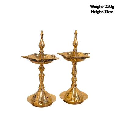 Brass Fancy Kerala Diya Set Small-Global Food Hub