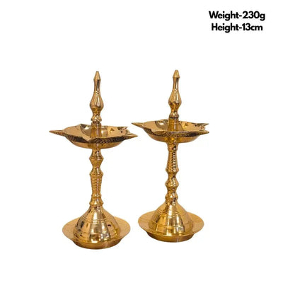 Brass Fancy Kerala Diya Set Small-Global Food Hub