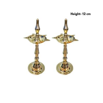 Brass Fancy Kerala Diya set-Global Food Hub