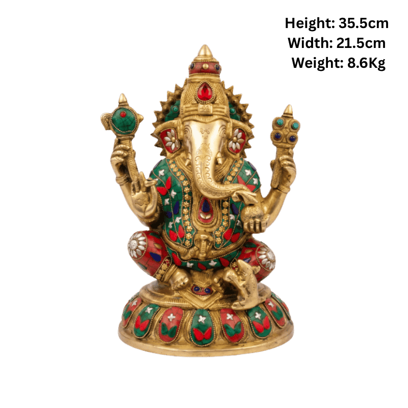 Brass Ganesh Big - 35.5cm Height-Global Food Hub