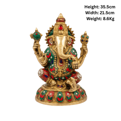 Brass Ganesh Big - 35.5cm Height-Global Food Hub